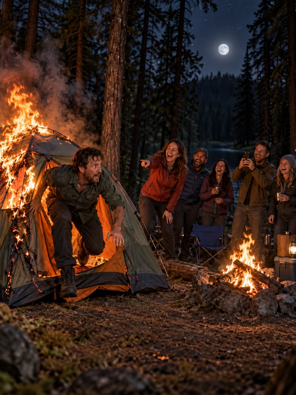 I Set My Husband’s Tent on Fire to Prove He Was a Coward… Then He Saved Us From a Bear