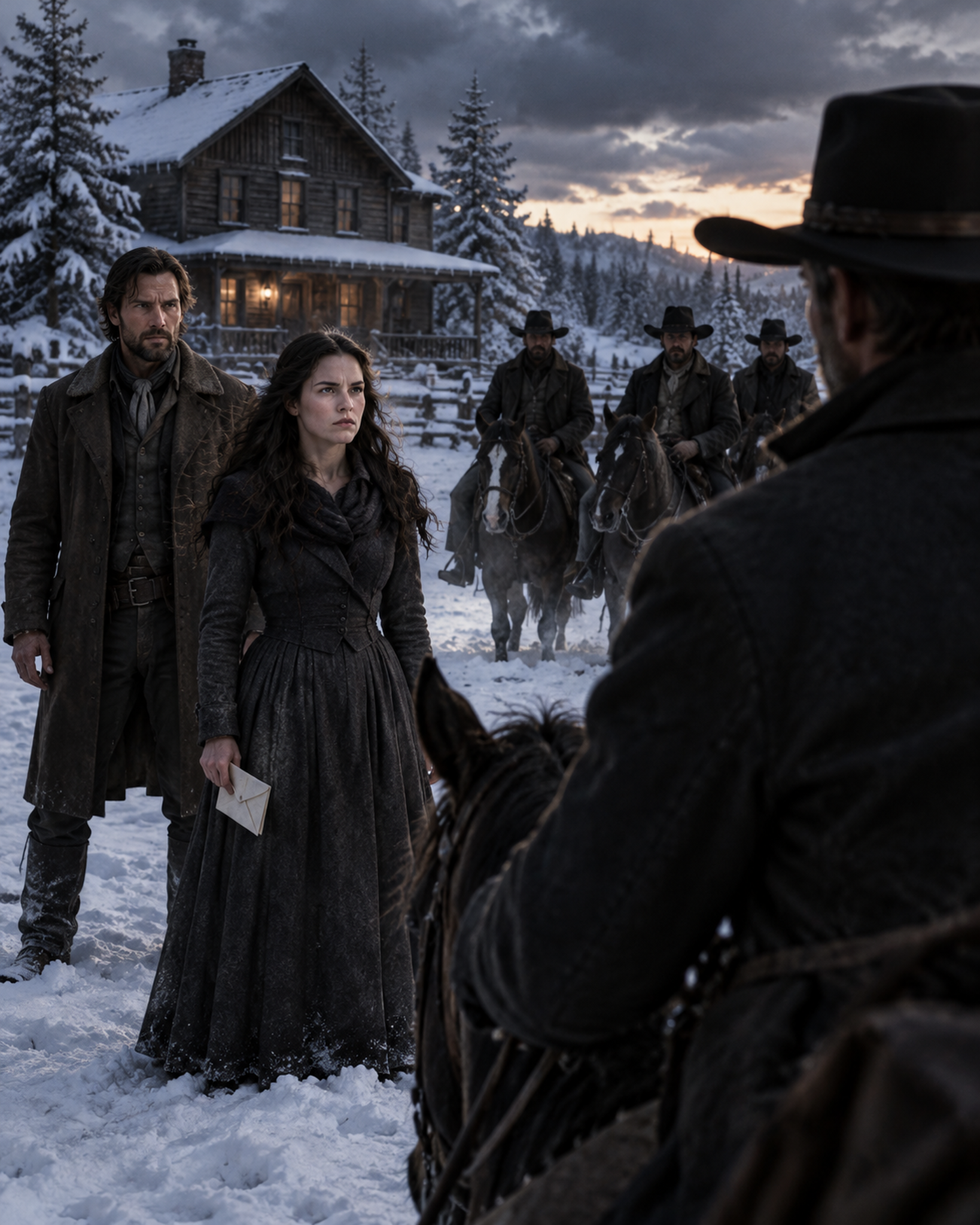 A Rancher Found a Frightened Young Woman Hiding Beneath the Blankets in His Wagon—She Begged Him to Pretend They Were Married Until They Escaped a Wyoming Town, but When Six Riders Came Looking for Her, He Discovered Why a Wealthy Cattle Baron Wanted Her Back