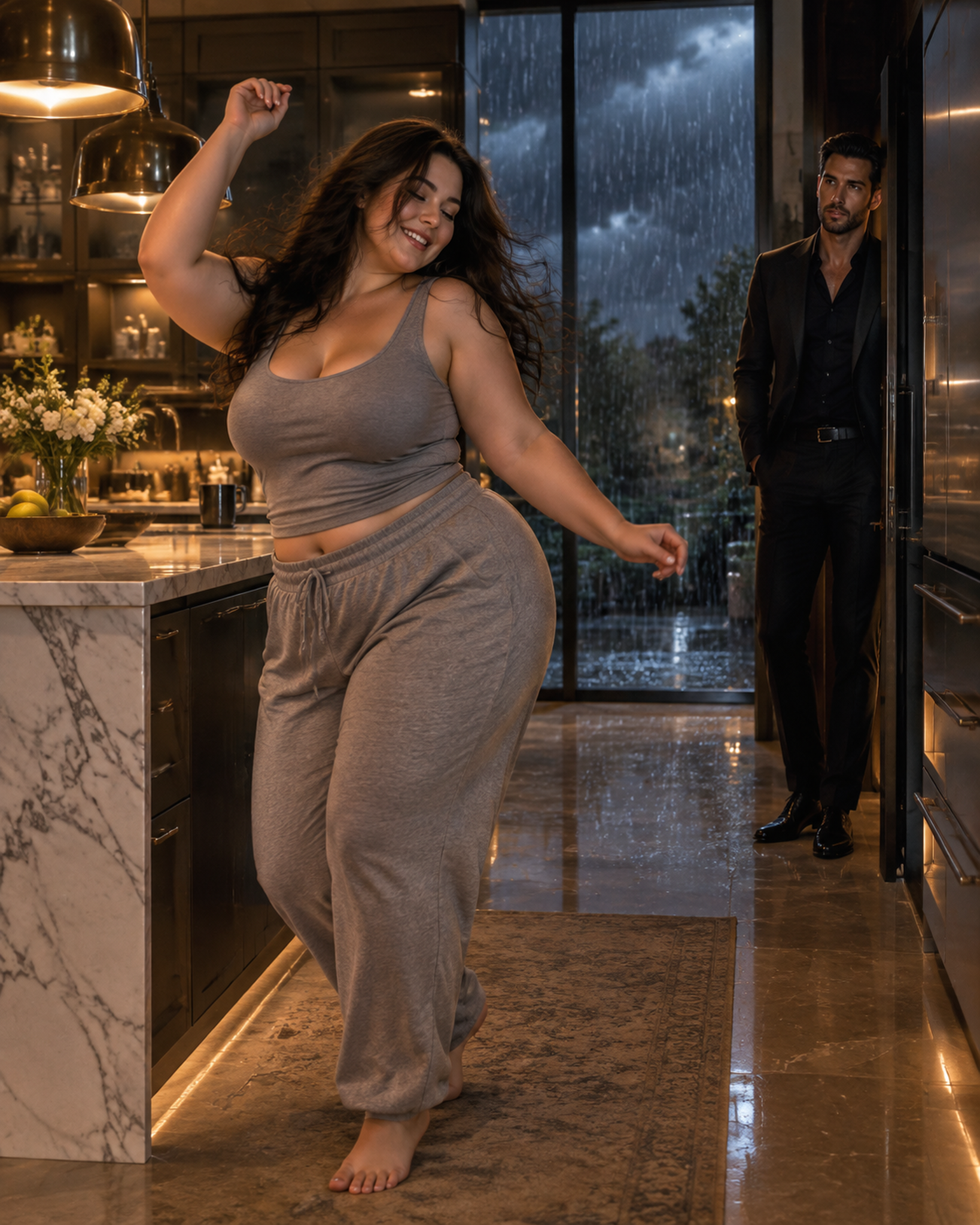 Mafia Boss Saw The Fat Nanny Dancing Alone In The Kitchen At Midnight…He Watched In Silence