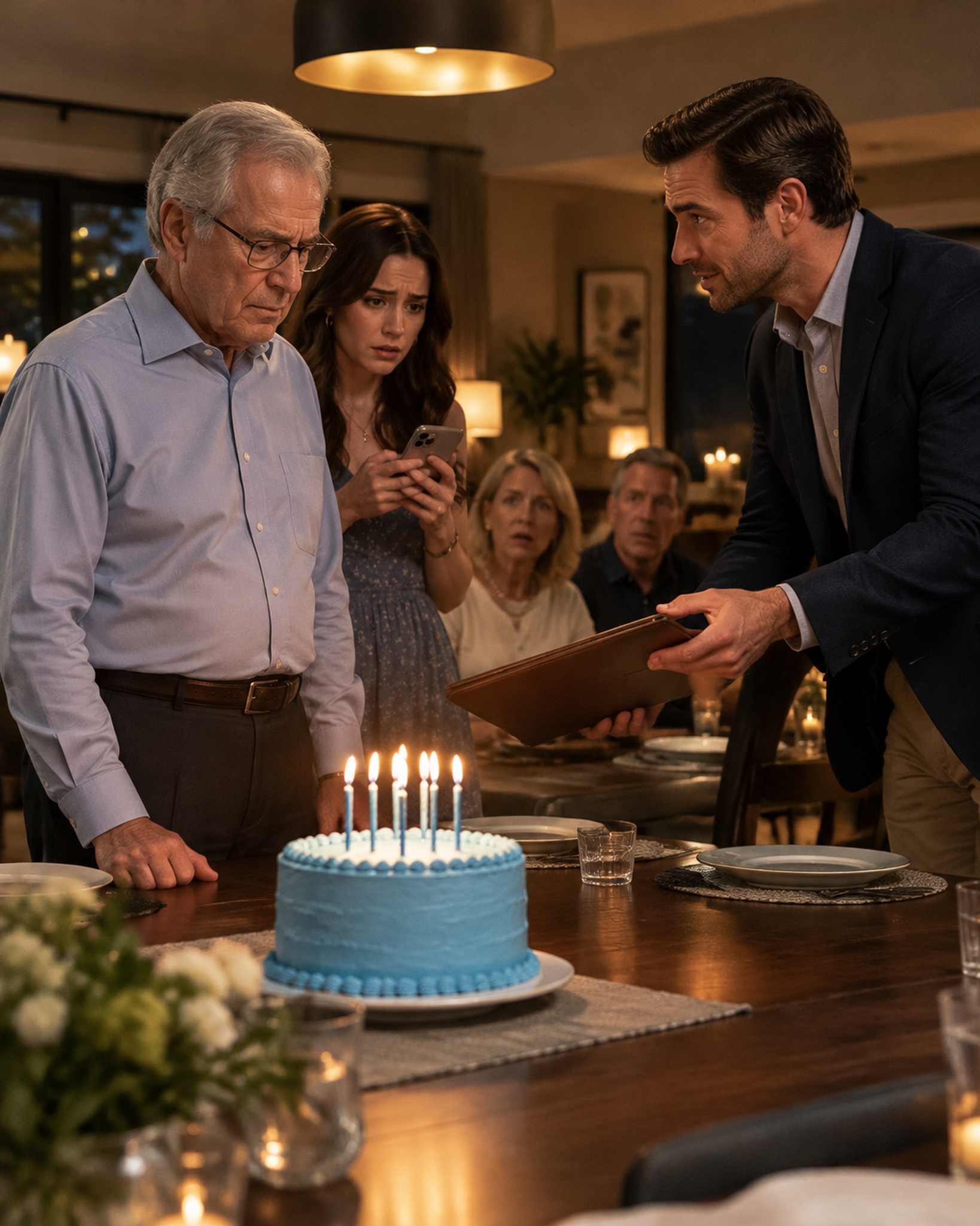 “Sign over your assets, Dad!” My son-in-law demanded at my 70th birthday, sliding a folder beside my cake. My daughter nodded…